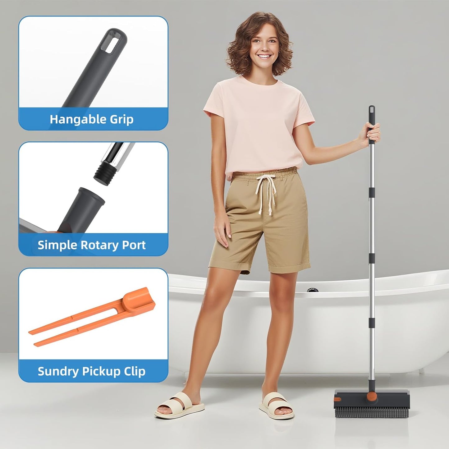Deep Clean Without Bending: 3-in-1 Power Scrubber