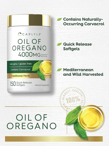 Natural Maximum Strength Oil of Oregano - 4000mg Herbal Defense
