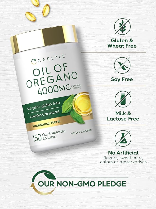 Natural Maximum Strength Oil of Oregano - 4000mg Herbal Defense