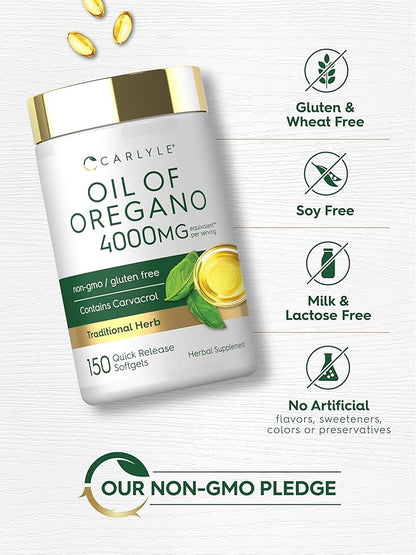 Natural Maximum Strength Oil of Oregano - 4000mg Herbal Defense
