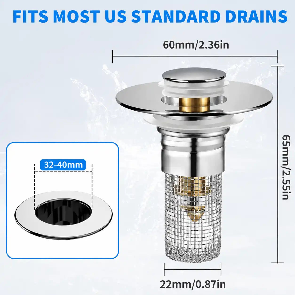 Universal Pop-Up Sink Stopper & Anti-Clogging Hair Catcher